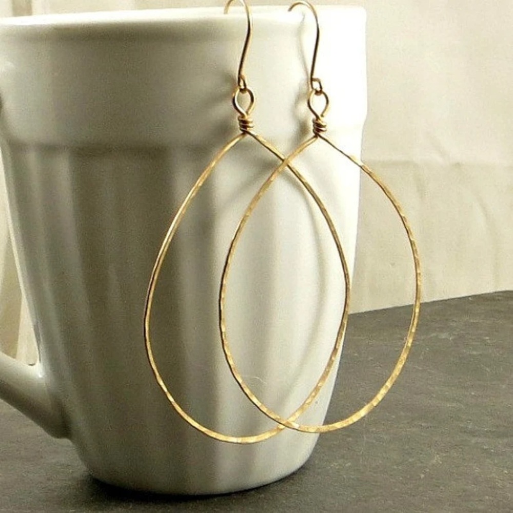 Hammered Teardrop Earrings - 14K Gold Fill